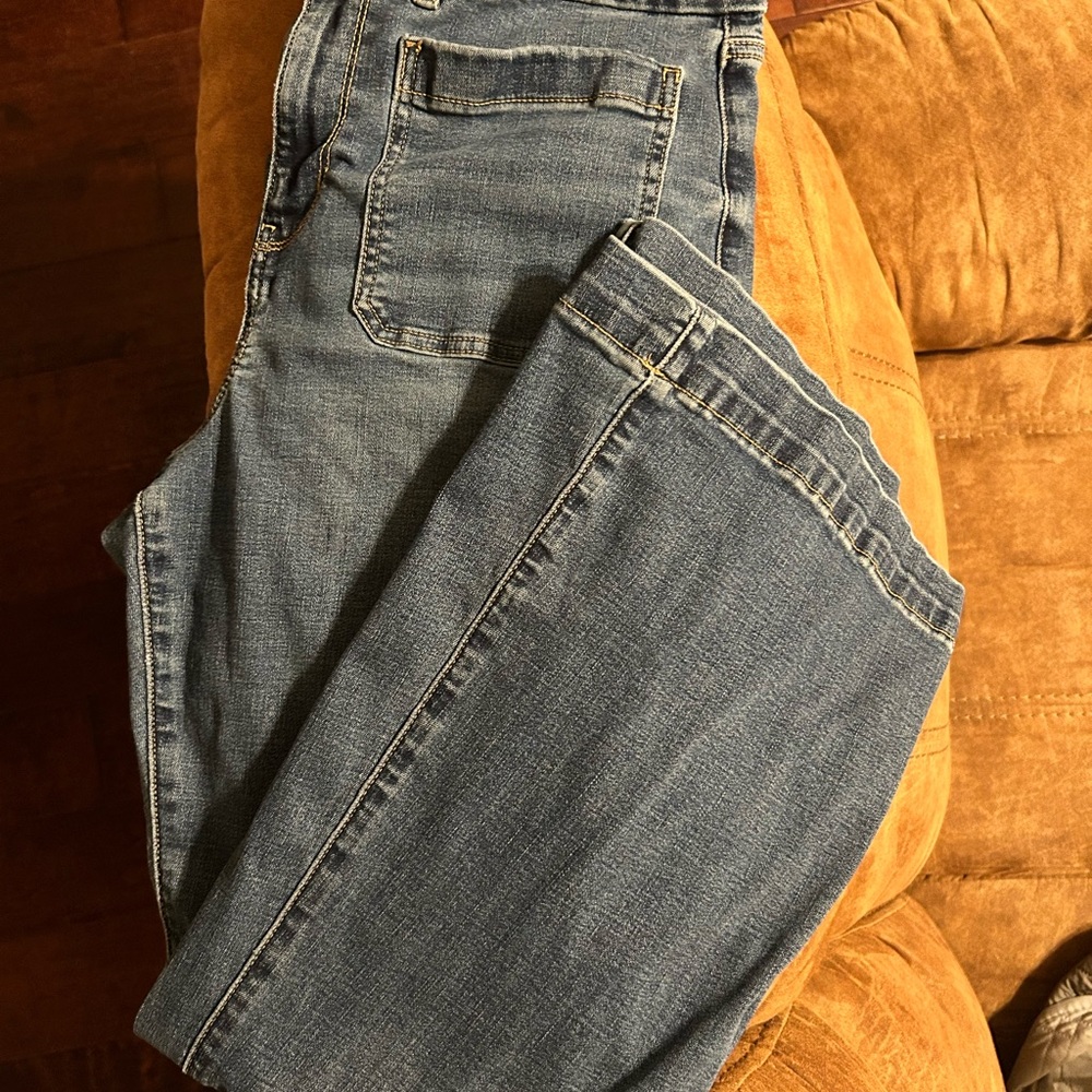 American Eagle Outfitters medium blue stretch denim flare jeans